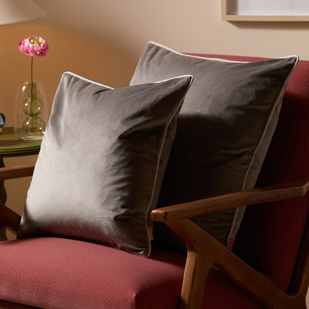 Furn Meridian Charcoal and Dove Velvet Cushion 45 x 45cm Image 5