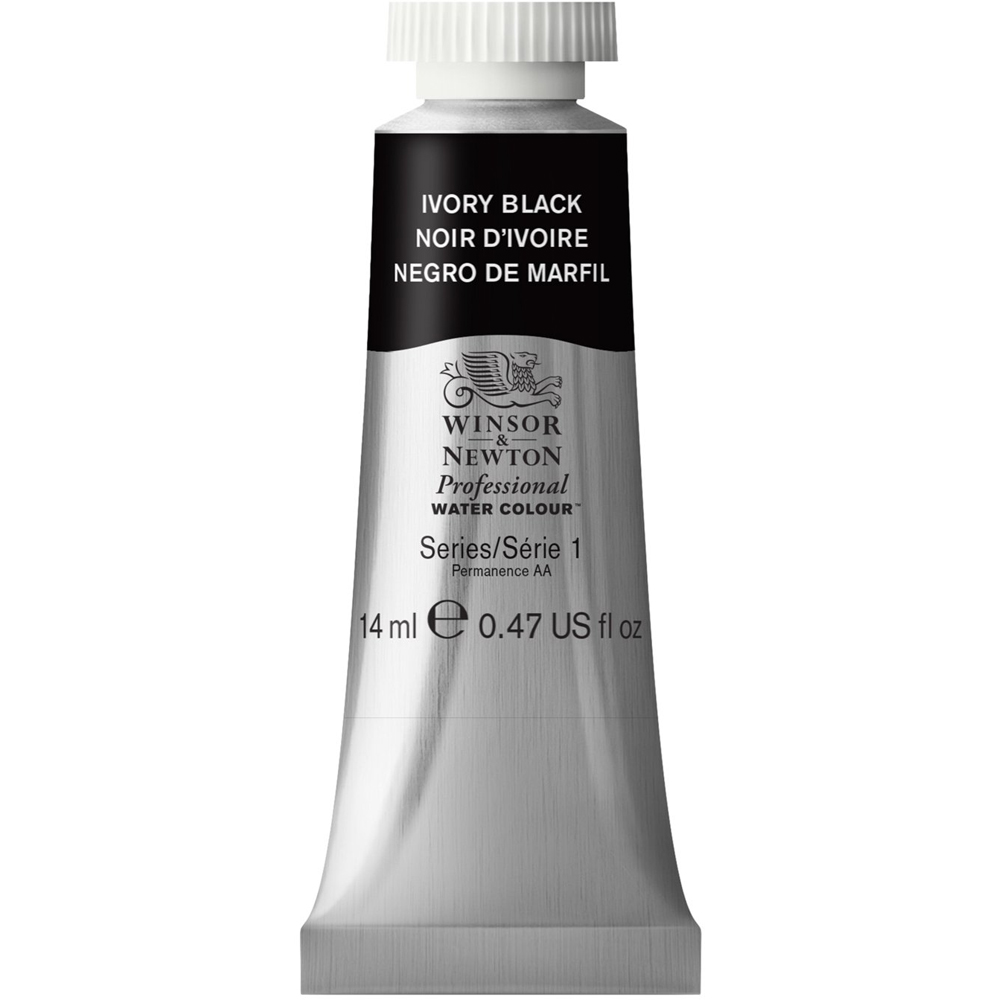 Winsor and Newton 14ml Professional Watercolour Paint - Ivory Black Image 1