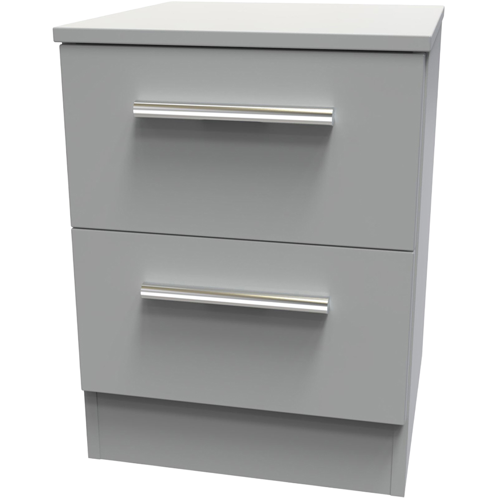 Crowndale Contrast 2 Drawer Dusk Grey Compact Bedside Cabinet Ready Assembled Image 4