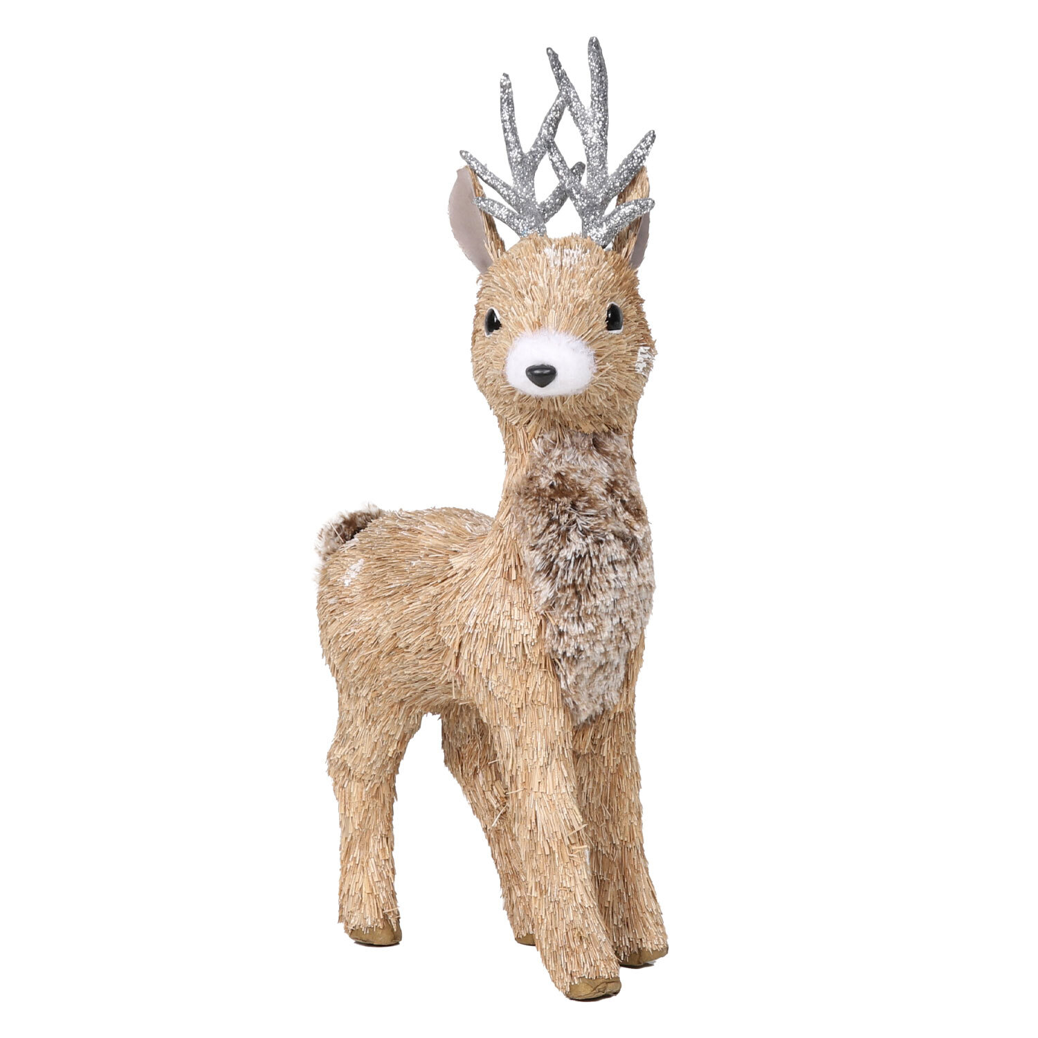 Alpine Lodge Natural Silver Antler Deer Christmas Decoration Image