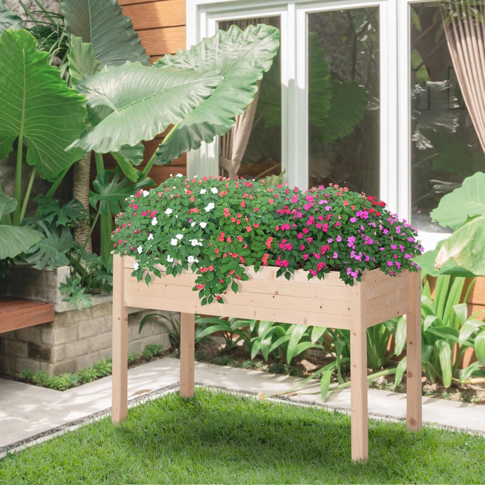 Outsunny Wooden Outdoor Raised Planter Box Image 2