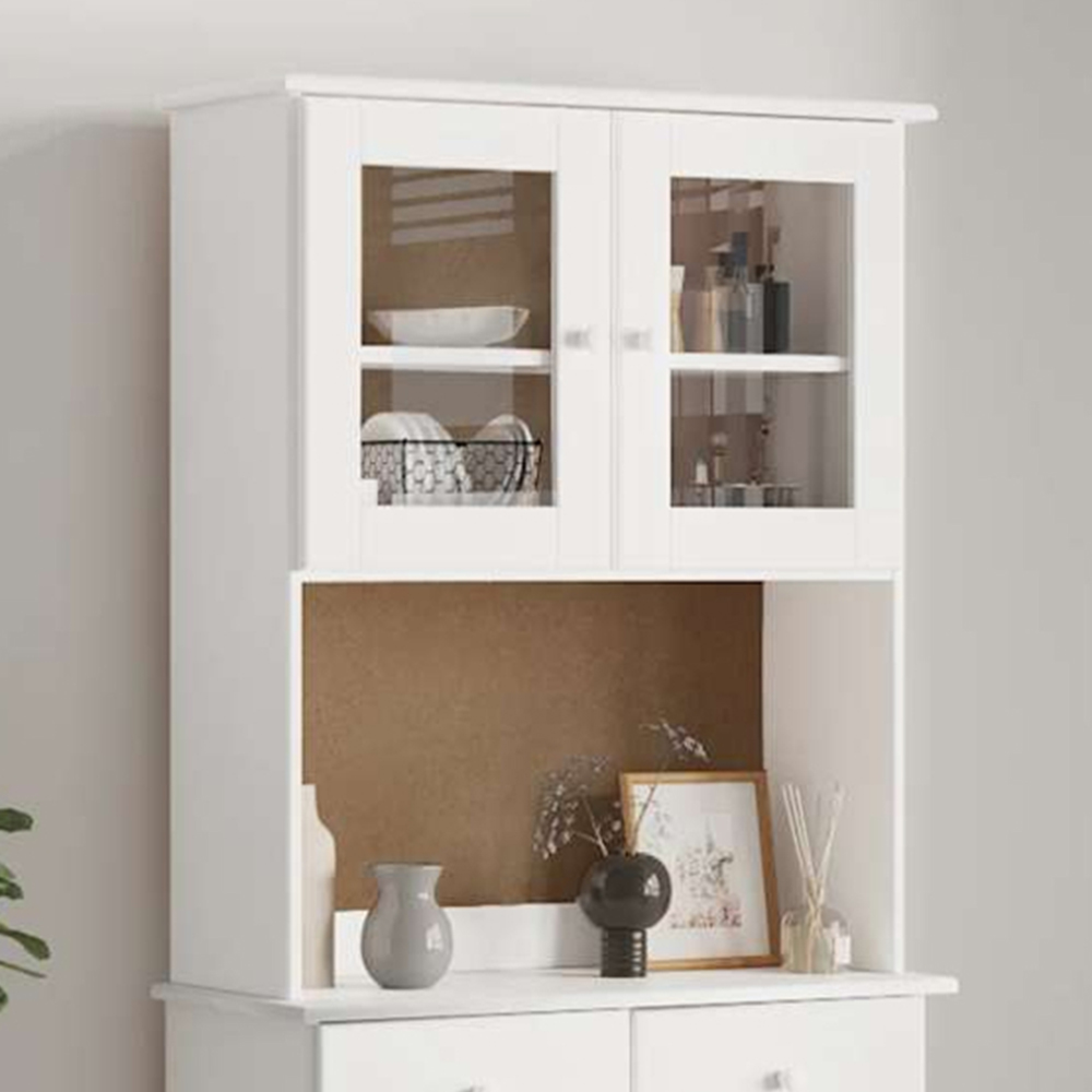 vidaXL Alta 2 Door White Solid Wood Pine Dresser Top Storage Unit Image 1