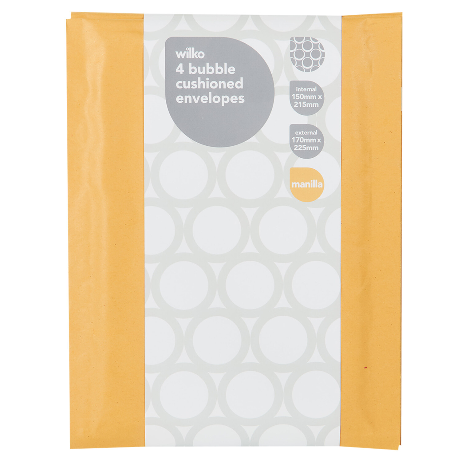 Pack of 4 Bubble Envelopes  - Brown / 170 x 225mm Image 1