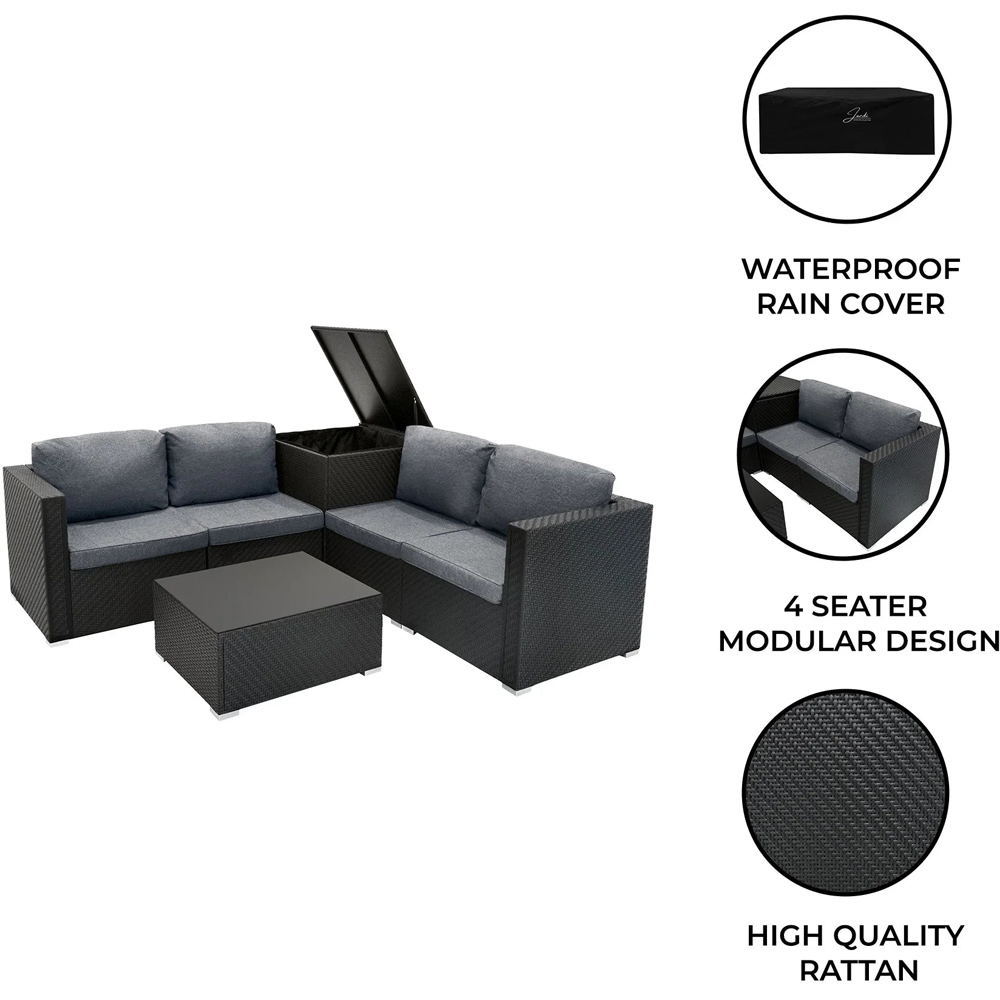 MonsterShop 6 Piece Black Rattan Modular Furniture Set Image 6