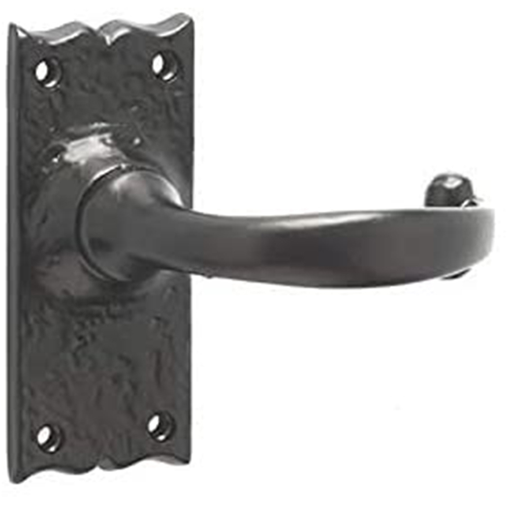 Golden Grace Black Antique Plain Latch Bathroom Door Handle Set Image 2