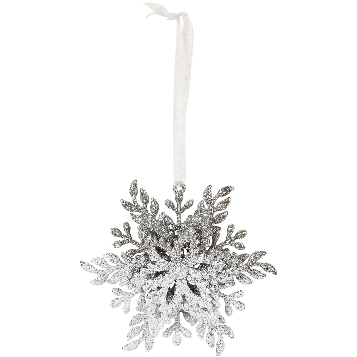Set of 2 Hanging Icy Snowflakes - Silver Image 3