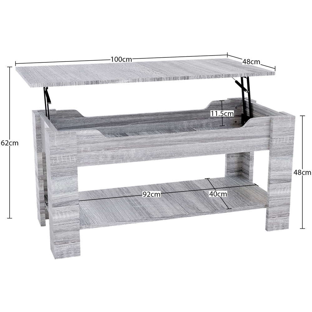 Vida Designs Grey Wood Lift Up Coffee Table Image 8