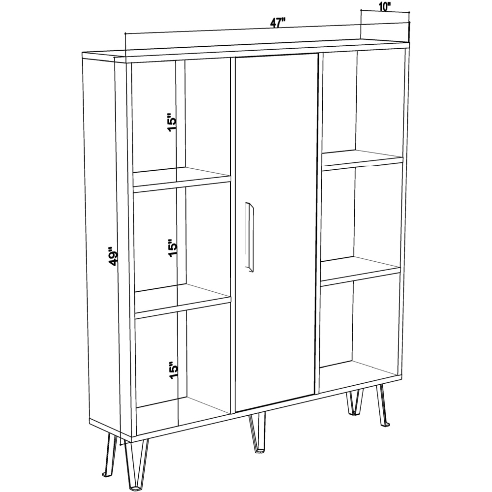 Decorotika Peoria Single Door 6 Shelf Oak and Anthracite Bookcase Image 5