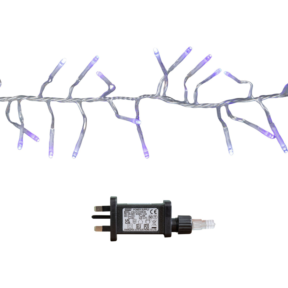 Samuel Alexander 720 Blue Purple and White LED Christmas Cluster String Light 9.3m Image 2