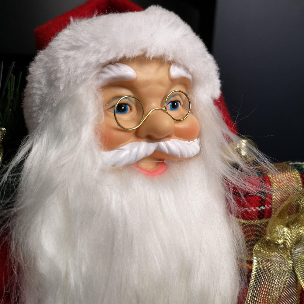 Samuel Alexander Red Standing Santa Claus Christmas Decoration with Present and Green Sack 40cm Image 7