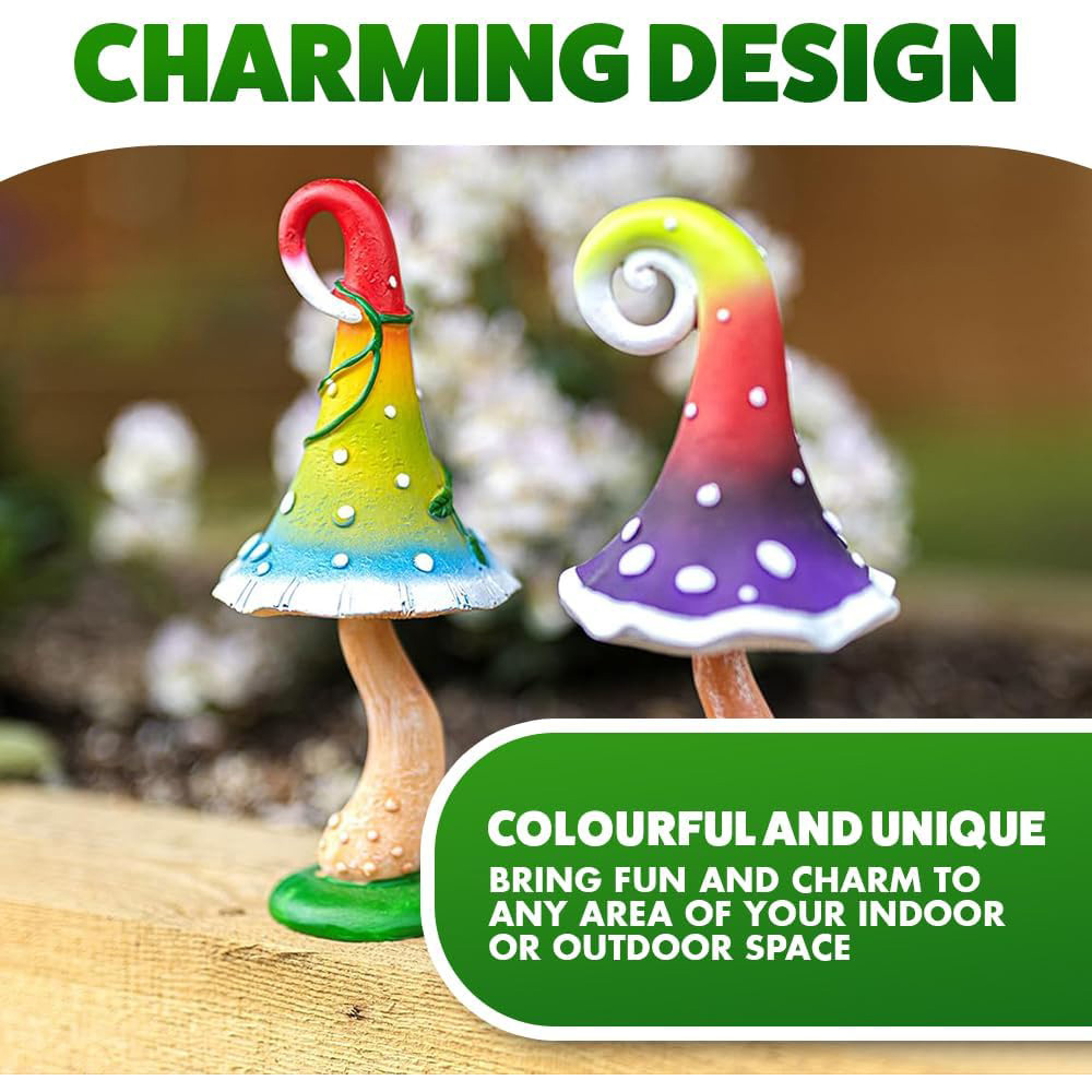 Marco Paul 2 Piece Resin Colourful Mushrooms Garden Ornament Image 4