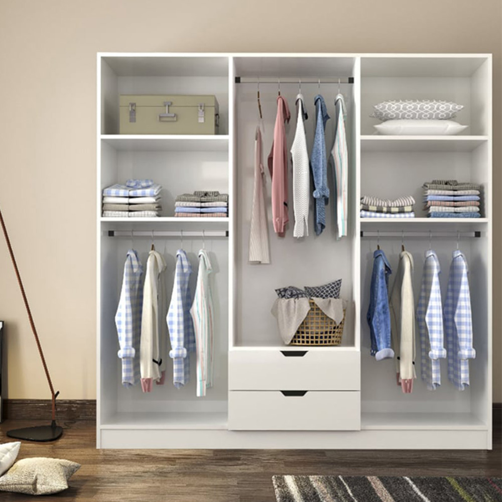 Evu Bergen 6 Door 2 Drawer White Wardrobe Image 4