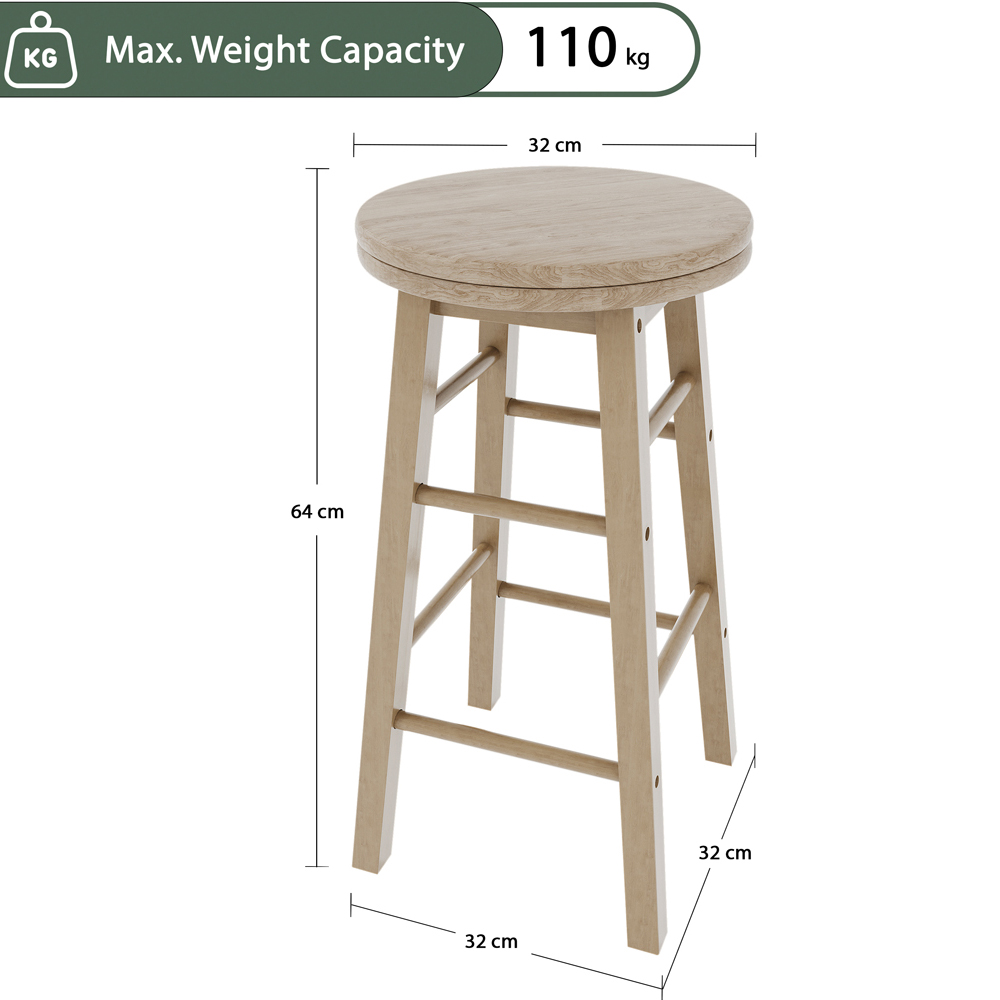 Chef Vida Pine Wooden Revolving Bar Stool Image 7