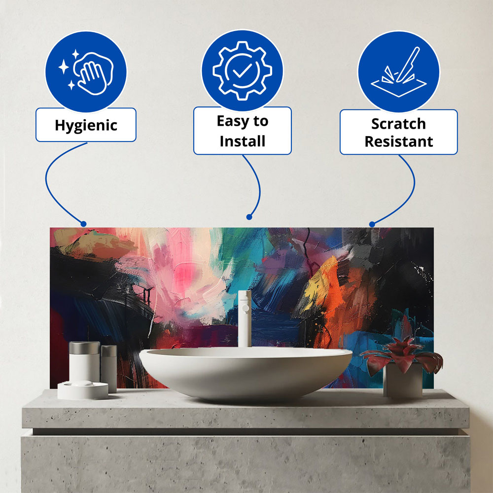 Warren Reed Designer Cosmic Fusion Colours of The Universe Glass Bathroom Splashback 25 x 60cm Image 3