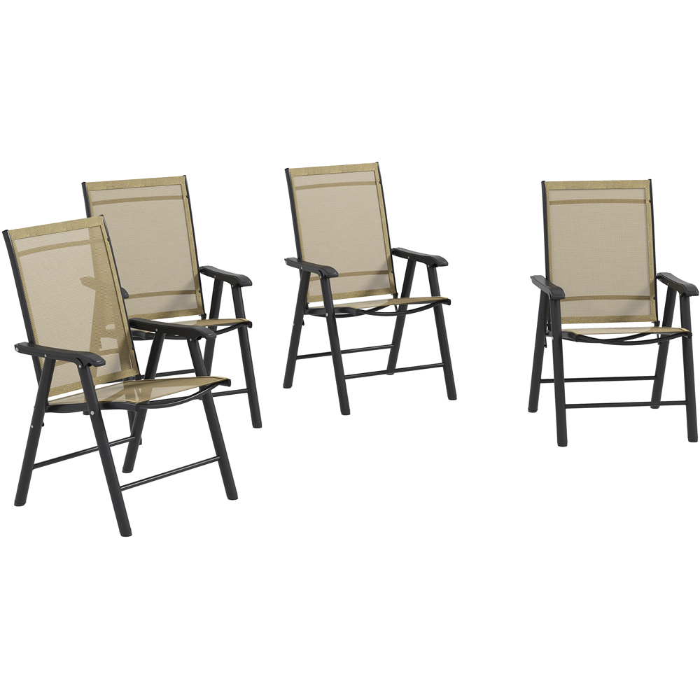 Outsunny Light Brown Garden Armchairs Folding Furniture Set of 4 Image 2