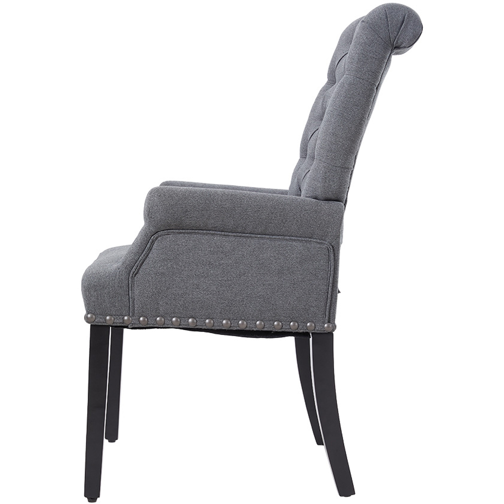 Living and Home Grey Vintage Nailhead Tufted Dining Chair Image 3