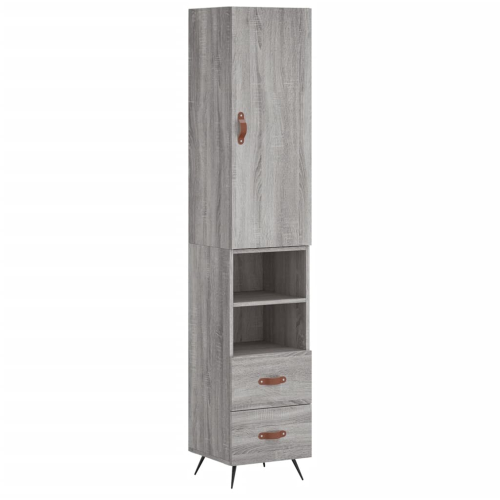 vidaXL Single Door 2 Drawer 2 Shelf Grey Sonoma Highboard Image 2