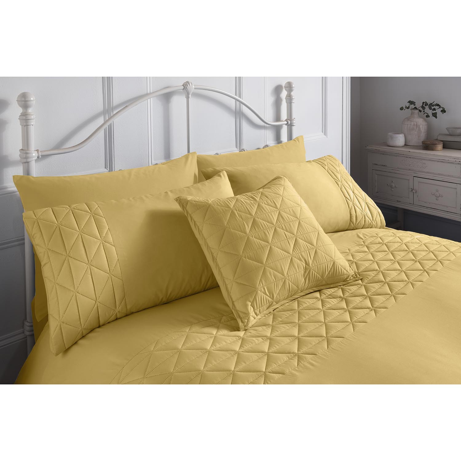 Pinsonic Duvet Cover and Pillowcase Set - Mustard Image 2
