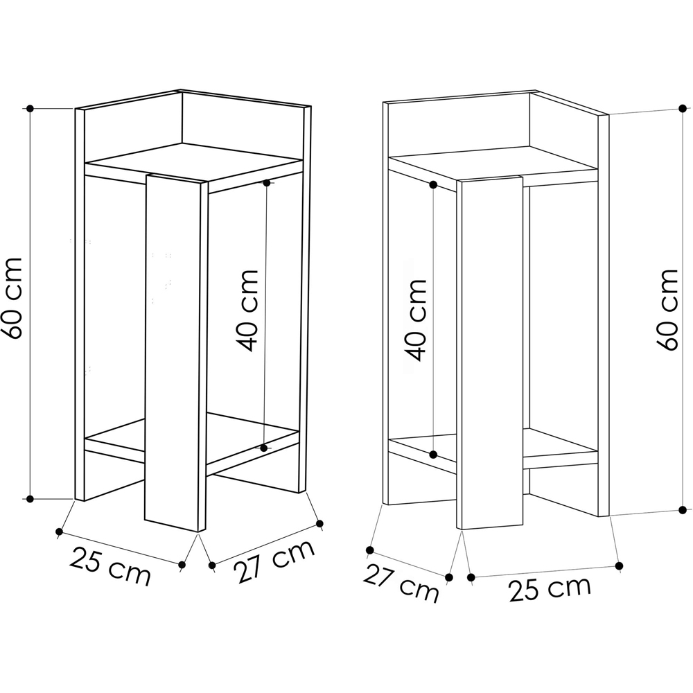Decortie Elos 2 Shelf Mocha Grey Bedside Table 2 Piece Set Image 5