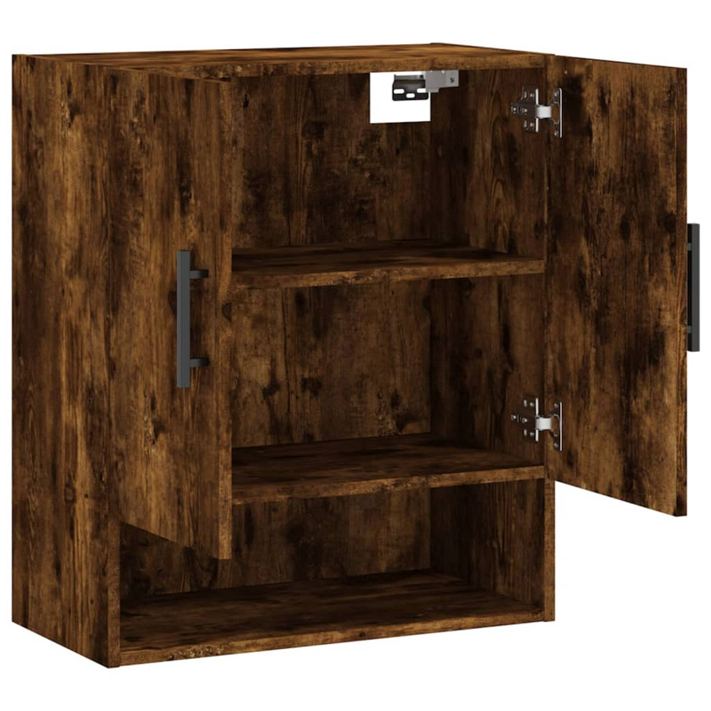 vidaXL 2 Door Single Shelf Smoked Oak Wall Cabinet Image 6