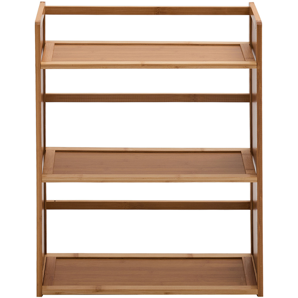 Living and Home 3 Shelf Brown Bamboo Desktop Bookshelf with Guardrail Image 3