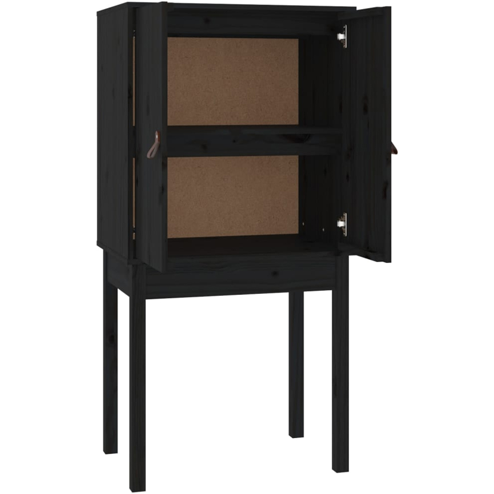 vidaXL 2 Door Black Solid Pine Wood Highboard Image 4
