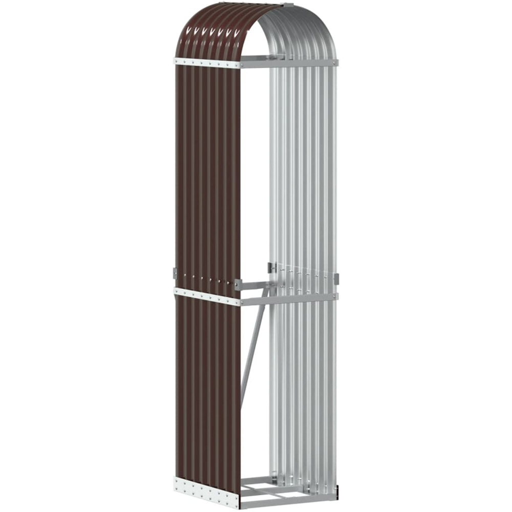 vidaXL Brown Galvanised Steel Firewood Log Holder 170 x 40 x 45cm Image 1