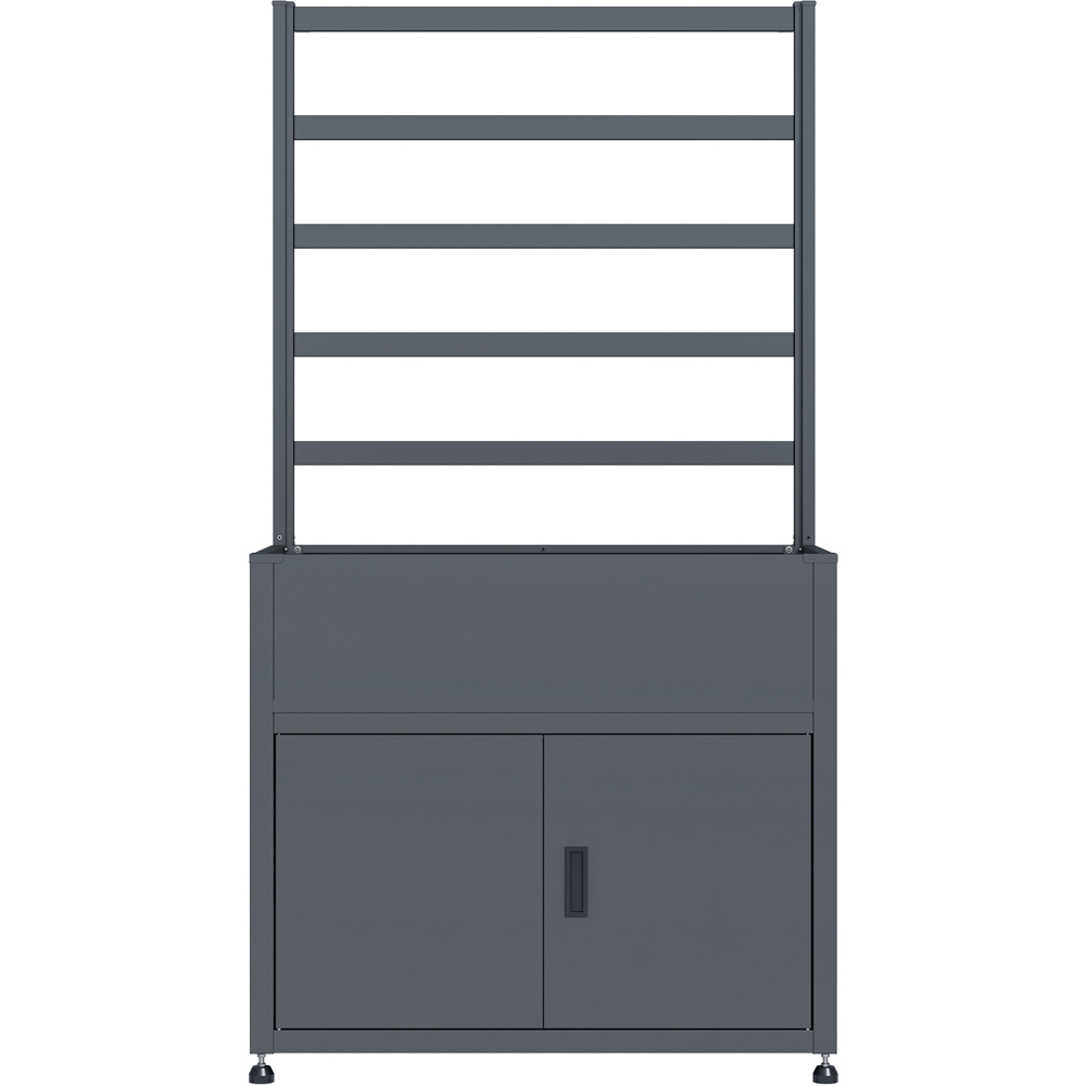Trimetals 6.2 x 3.2ft Anthracite Raised Planter with Storage Cupboard and Trellis Image 3