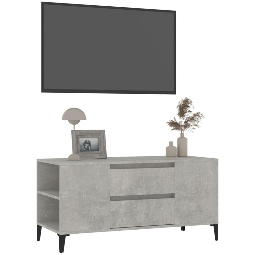 vidaXL 2 Drawer 4 Shelf Concrete Grey TV Cabinet Image 3