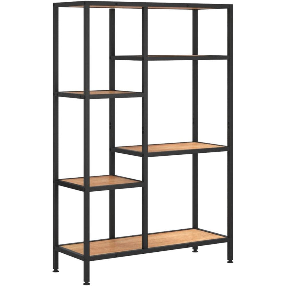 vidaXL 5 Shelf Light Brown and Black Bookshelf Image 2