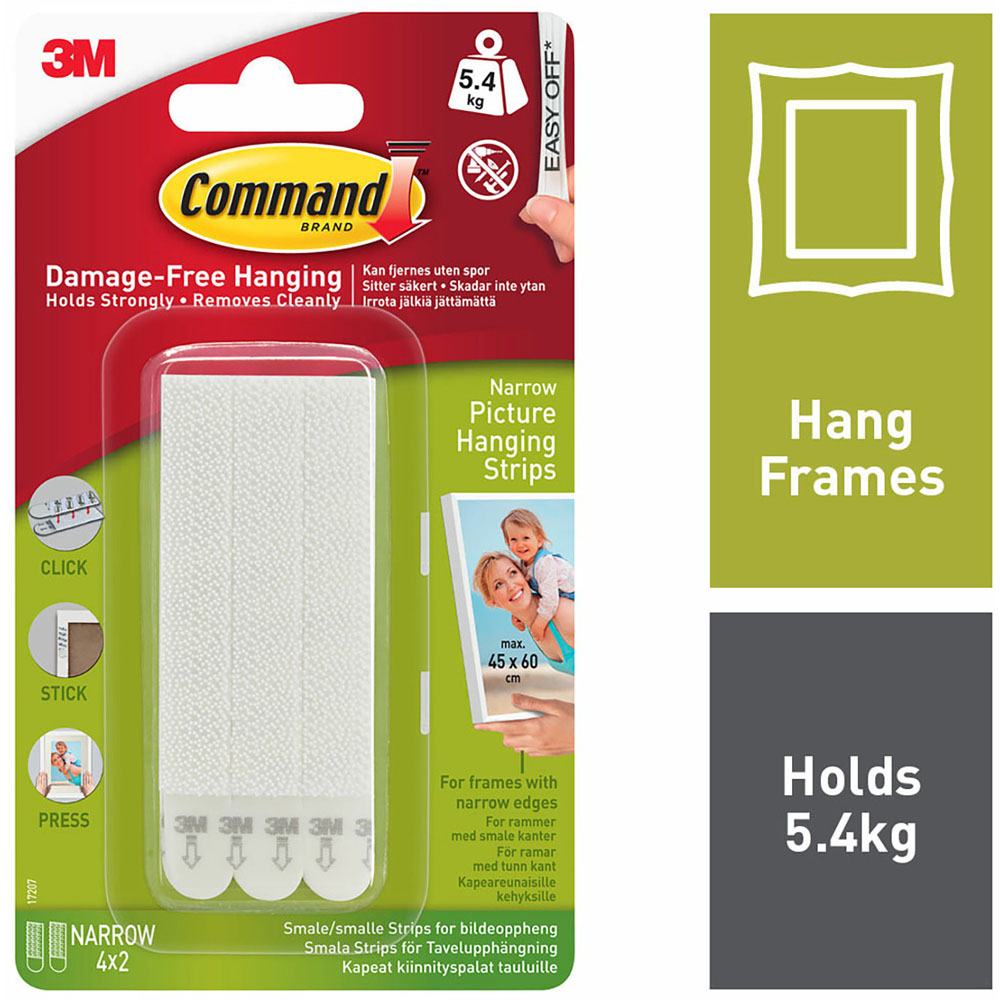Command White Damage Free Narrow Picture Hanging Strips Image 2