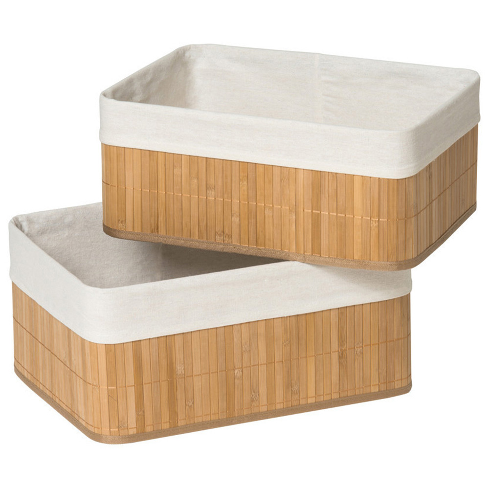 Premier Housewares Kankyo Bamboo Storage Boxes Set of 2 Image 1