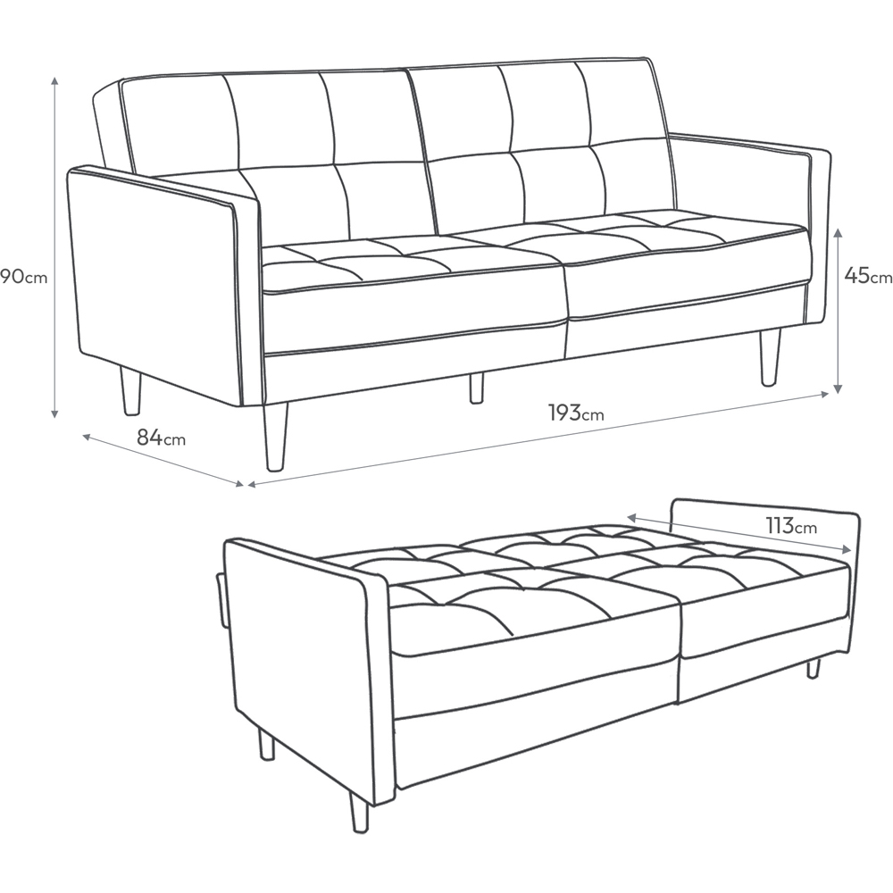 Shankar Slumber 3 Seater Grey Linen Effect Sofa Bed Image 9