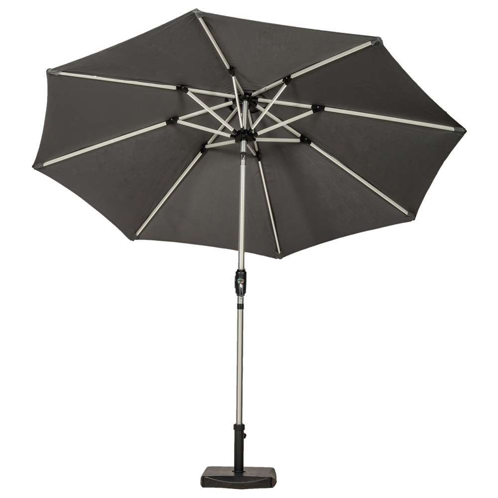 Royalcraft Grey Crank and Tilt LED Parasol 2.7m Image 3