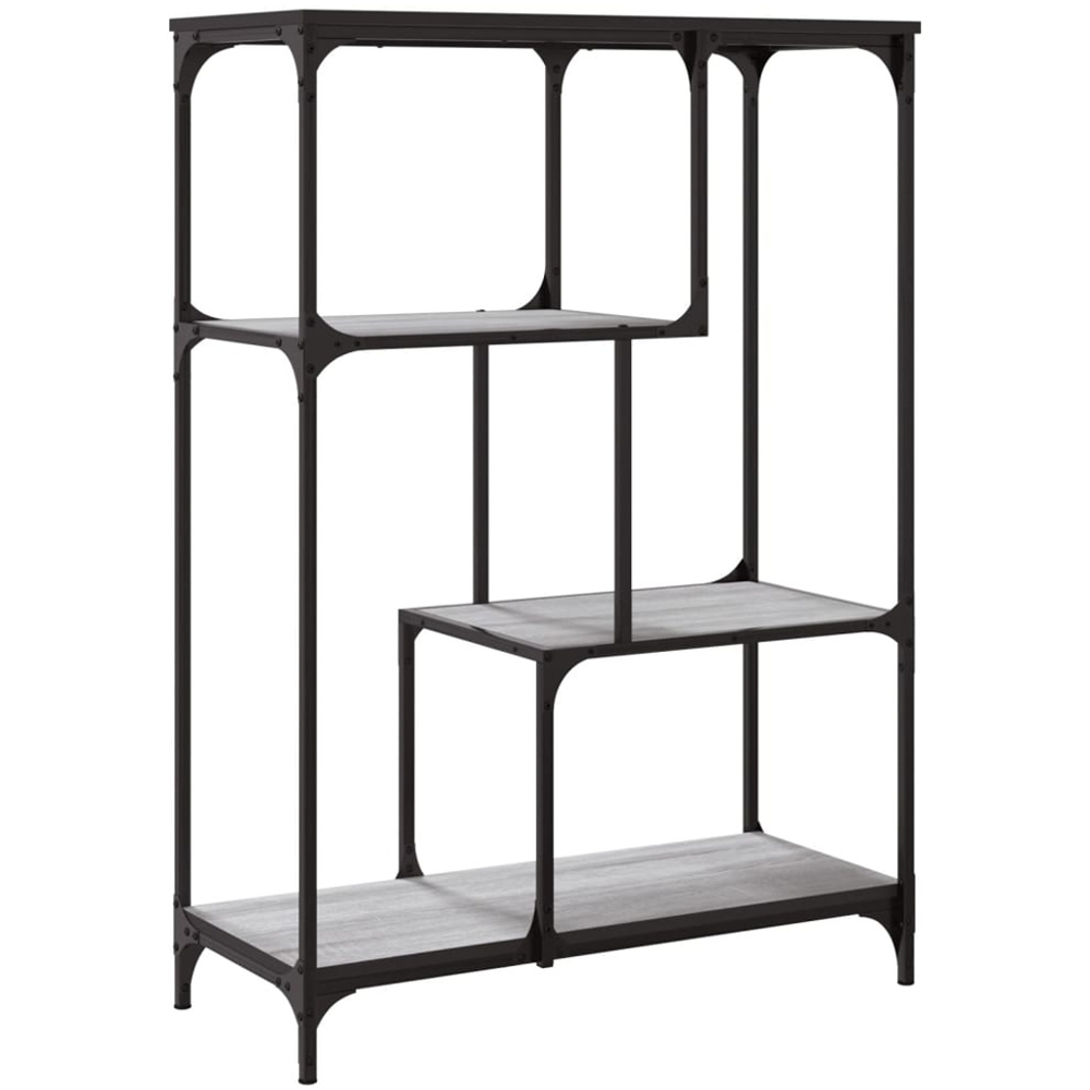 vidaXL 3 Shelf Grey Sonoma Wood and Steel Geometric Bookcase Image 4