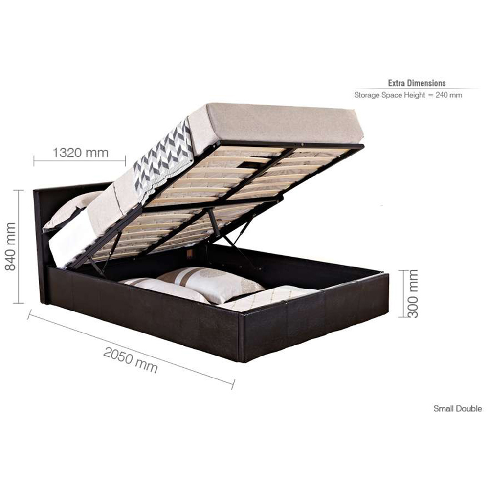 Berlin Small Double Brown Faux Leather Ottoman Bed Image 9