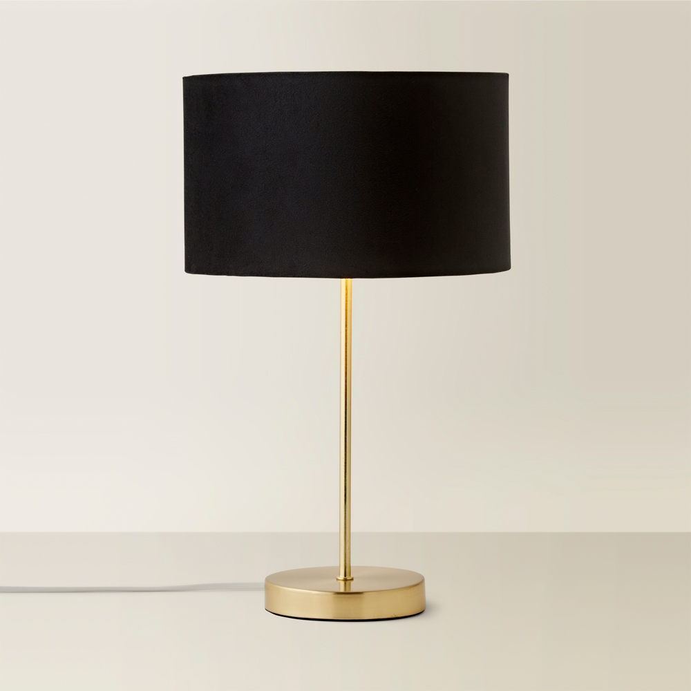 ValueLights Charlie Metallic and Black Velvet Shade Gold Table Lamp and Bulb Image 5