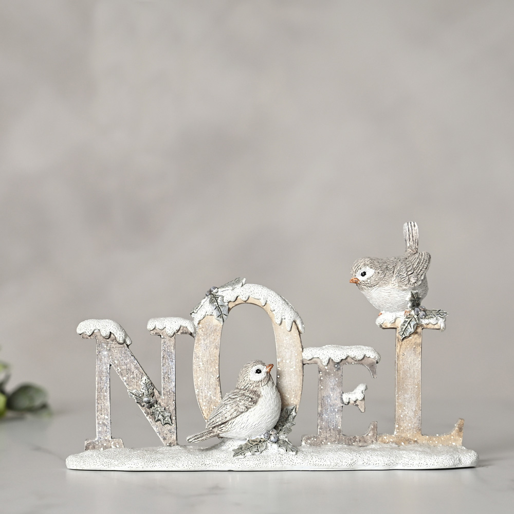 The Christmas Gift Co White Noel Slogan Figurine Image 2