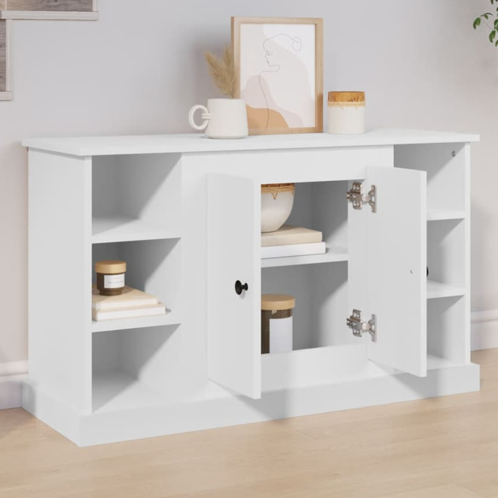 vidaXL 2 Door 6 Shelf White Wide Sideboard Image 1