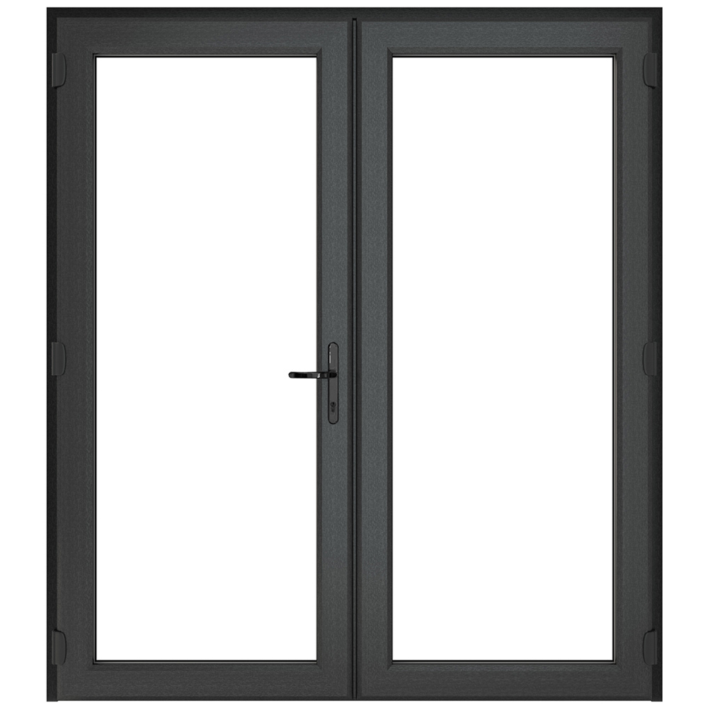 Crystal uPVC Double Glazed French Door Left hand master Grey White Clear Glass 1790x2090mm Image 1