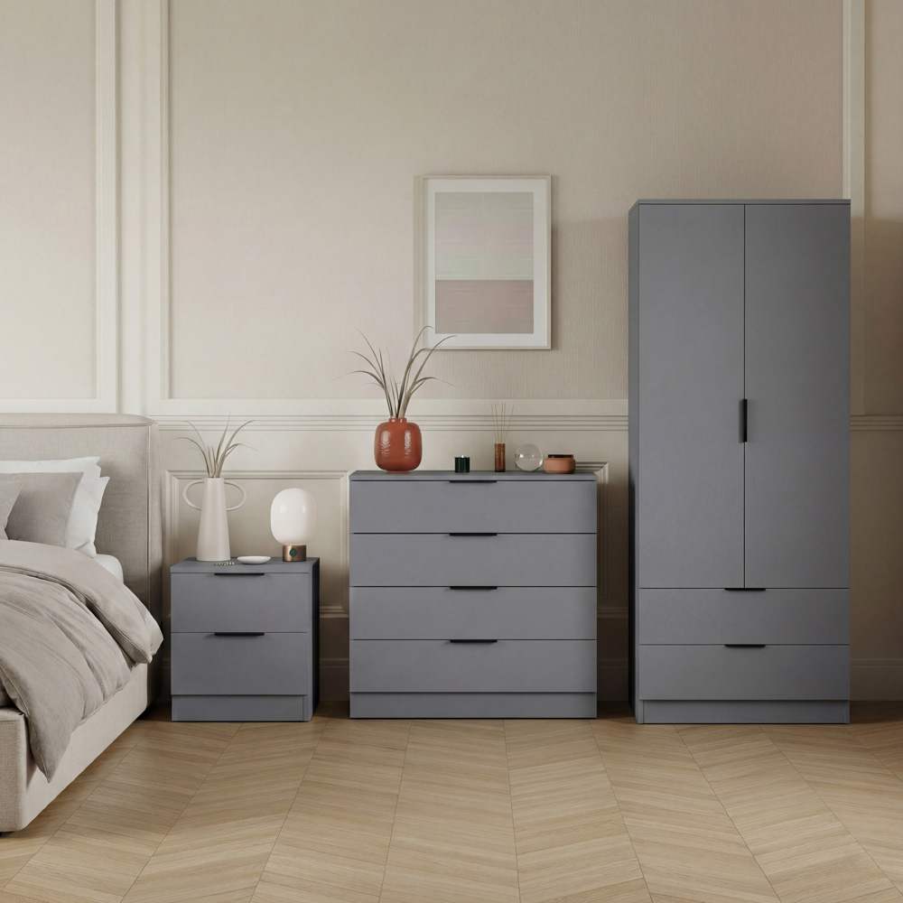 VIDA DESIGNS Trega Grey 3 Piece Bedroom Furniture Set Image 5