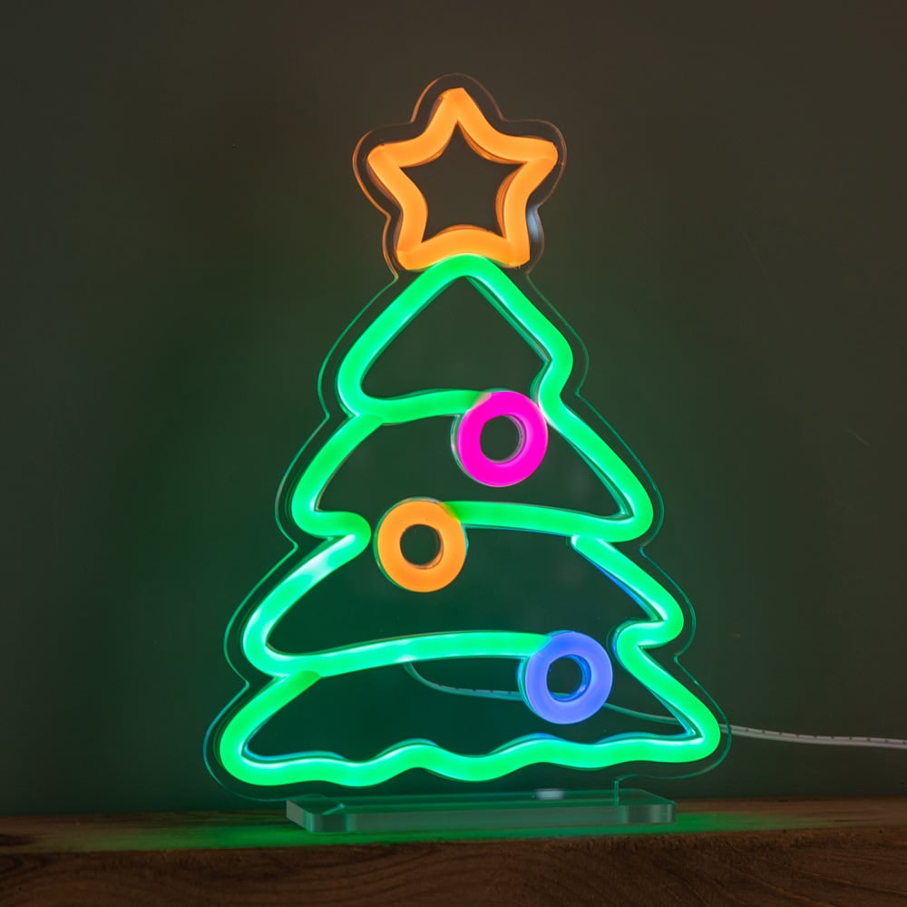 Premier Multicolour LED Christmas Tree Table Top Neon Sign 25 x 17cm Image 9
