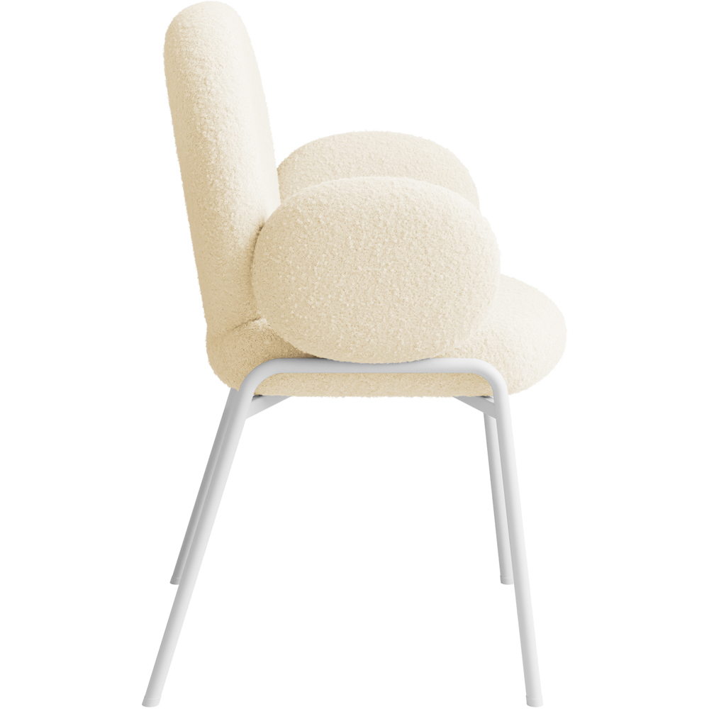 tectake Set of 6 Cream Boucle Padded Dining Chair Image 4
