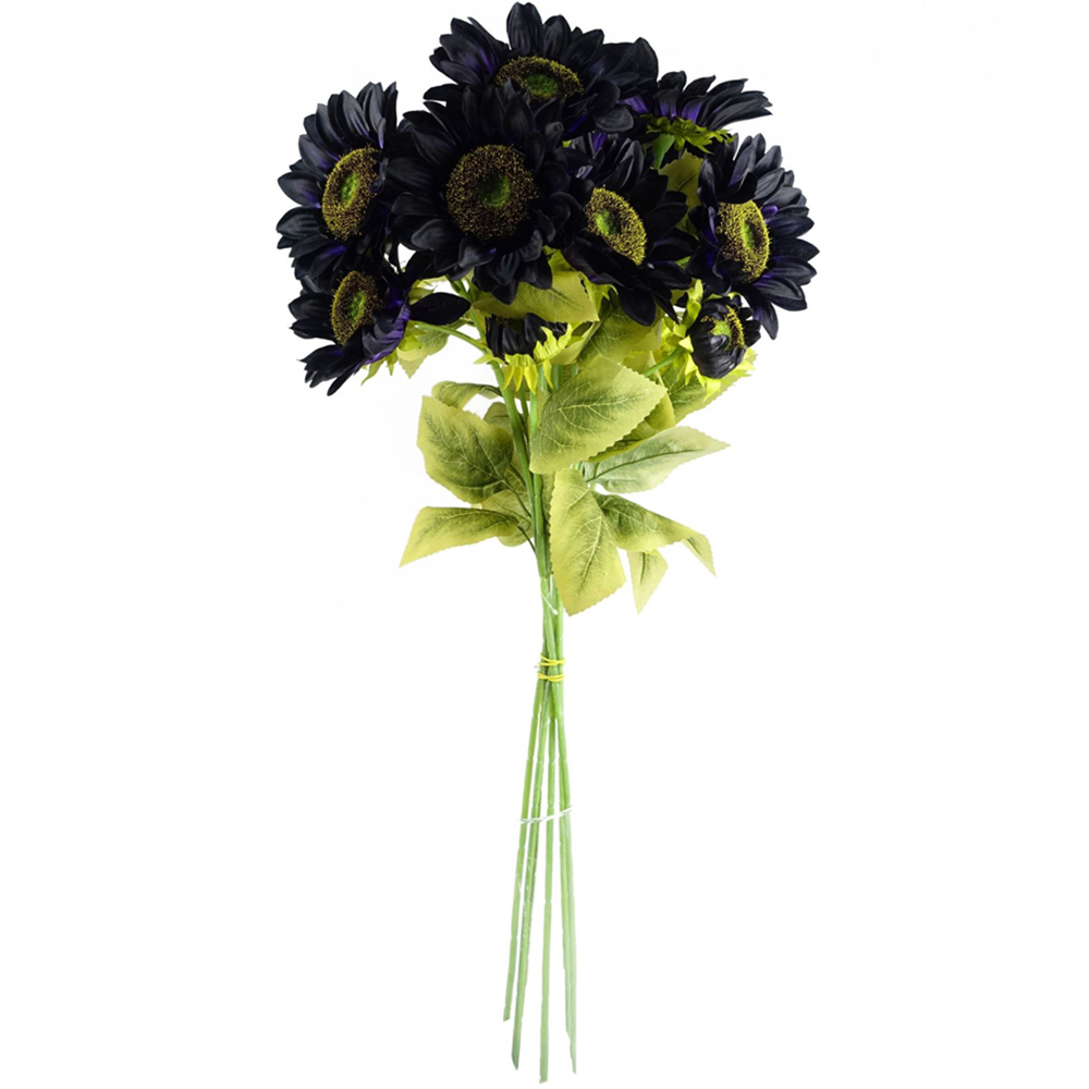 Leaf Purple Sunflower Single Stem Artificial Flower 2.9ft 6 Pack Image 1