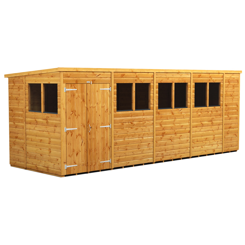 Power Sheds 18 x 6ft Double Door Pent Wooden Shed Image 1