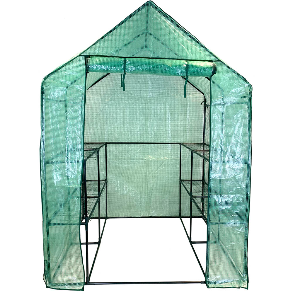 AMOS 3 Tier Green Plastic 4.7 x 4.7ft Portable Walk In Greenhouse Image 2