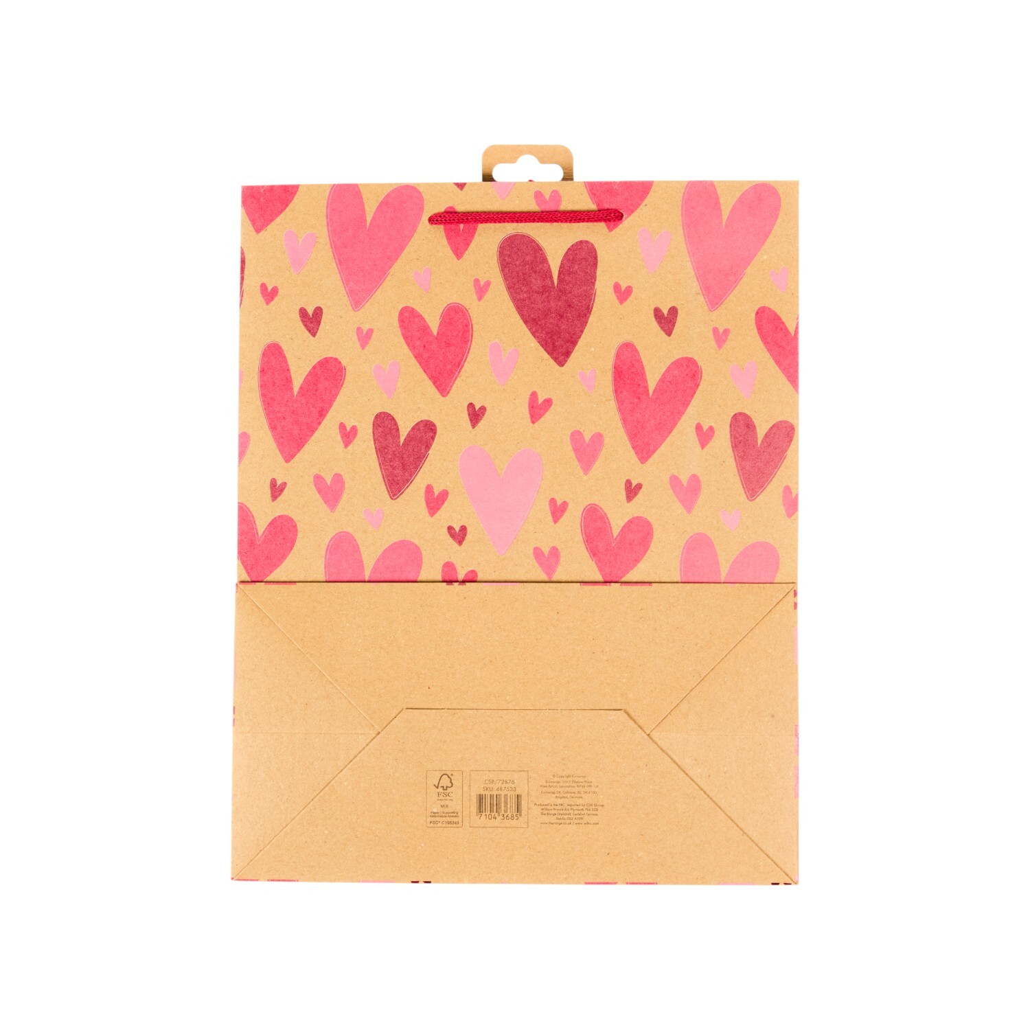 Kraft Heart Pattern Large Gift Bag Brown Image 5