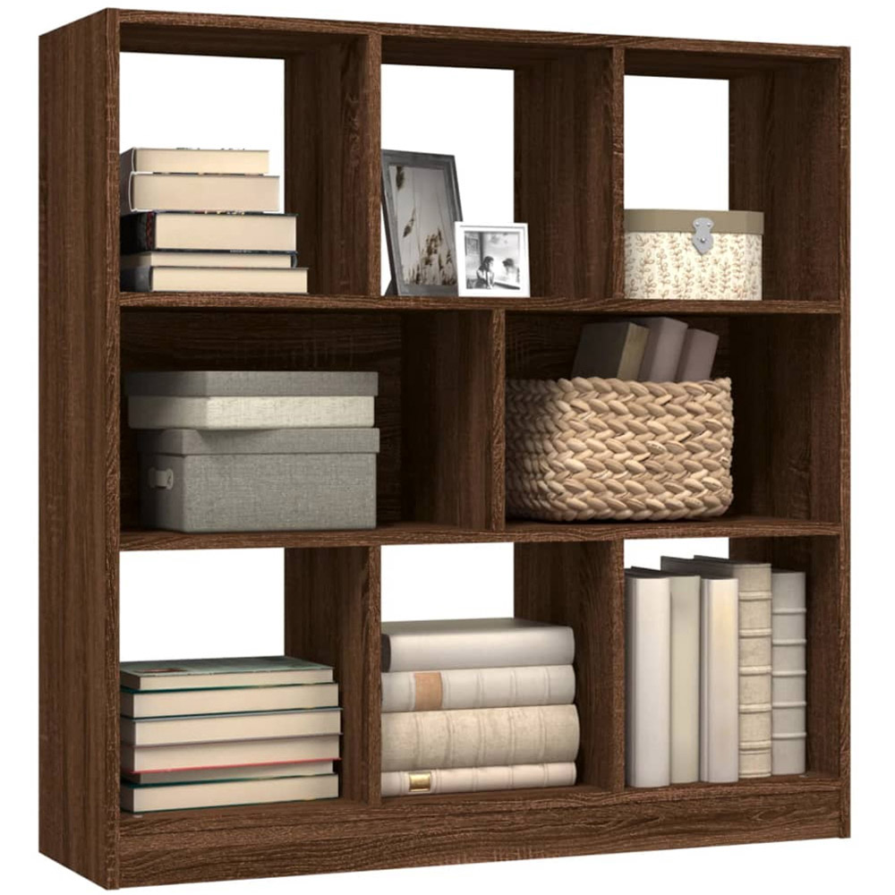 vidaXL 8 Shelf Brown Oak Wooden Bookcase Image 3
