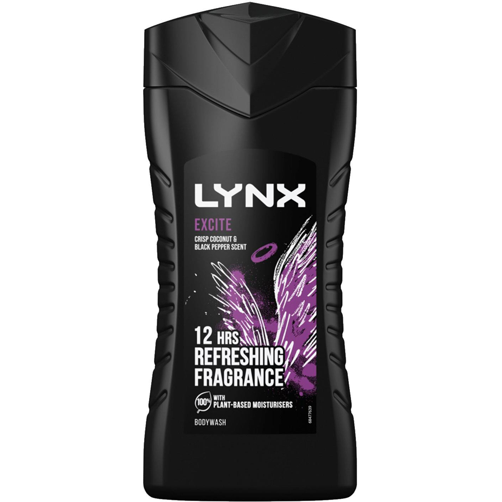 Lynx Excite Crisp Coconut and Black Pepper Refreshing Shower Gel 225ml 12 Pack Image 2
