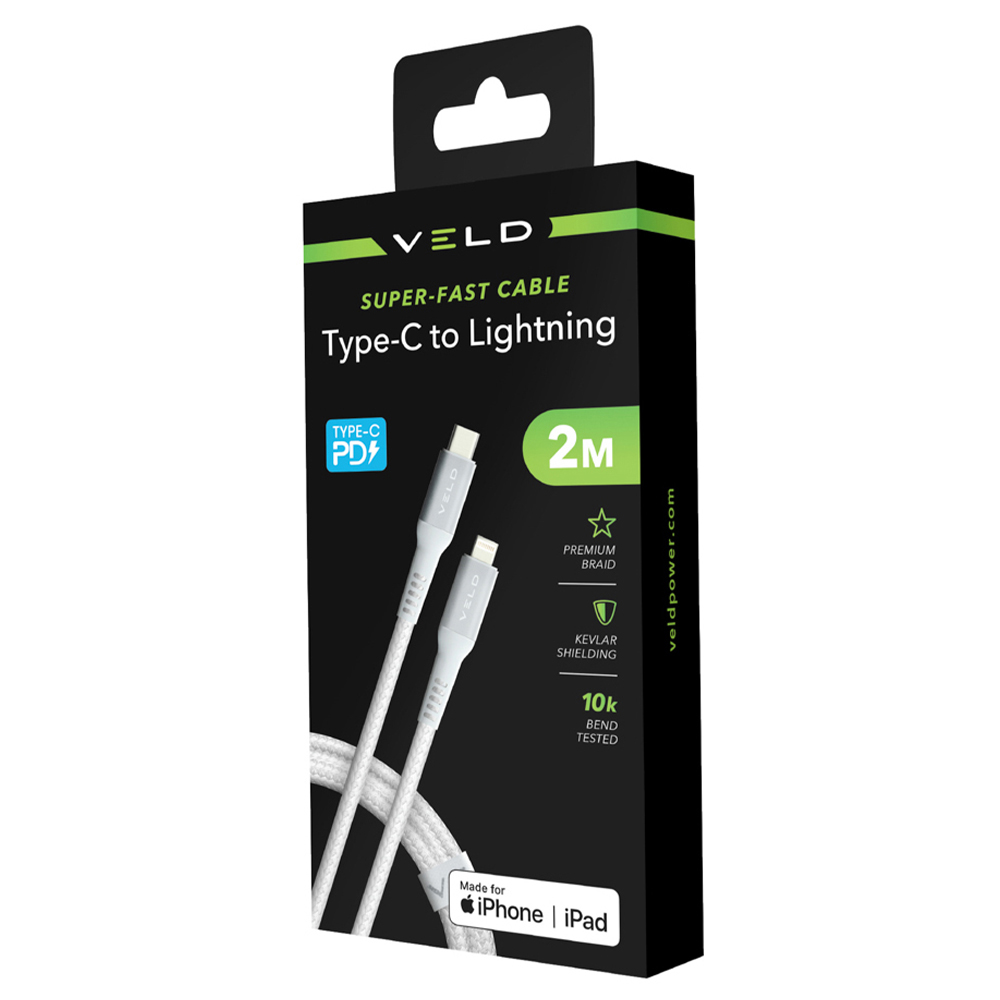 Veld Super Fast Lightning Braided Charging Cable 2m Image 1